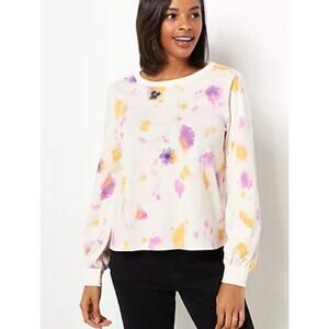 NEW Candace Cameron Bure QVC Pressed Floral Graphic Long Sleeve Tee XS Soft